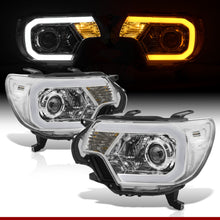 Load image into Gallery viewer, Toyota Tacoma 2012-2015 LED DRL Bar Projector Headlights Chrome Housing Clear Len Clear Reflector Sequential
