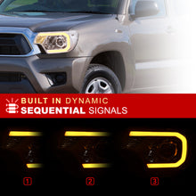 Load image into Gallery viewer, Toyota Tacoma 2012-2015 LED DRL Bar Projector Headlights Chrome Housing Clear Len Clear Reflector Sequential
