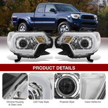 Load image into Gallery viewer, Toyota Tacoma 2012-2015 LED DRL Bar Projector Headlights Chrome Housing Clear Len Clear Reflector Sequential
