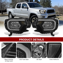 Load image into Gallery viewer, Toyota Tacoma 2012-2015 LED DRL Bar Factory Style Headlights Black Housing Clear Len Clear Reflector Sequential
