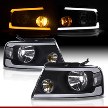 Load image into Gallery viewer, Ford F150 2004-2008 / Lincoln Mark LT 2005-2008 LED DRL Bar Factory Style Headlights Black Housing Clear Len Clear Reflector Sequential

