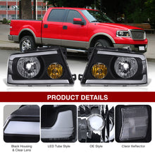 Load image into Gallery viewer, Ford F150 2004-2008 / Lincoln Mark LT 2005-2008 LED DRL Bar Factory Style Headlights Black Housing Clear Len Clear Reflector Sequential
