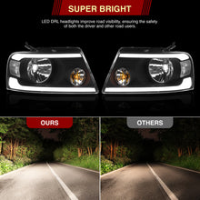 Load image into Gallery viewer, Ford F150 2004-2008 / Lincoln Mark LT 2005-2008 LED DRL Bar Factory Style Headlights Black Housing Clear Len Clear Reflector Sequential

