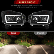 Load image into Gallery viewer, Nissan Titan 2004-2015 / Armada 2004-2007 LED DRL Bar Factory Style Headlights Black Housing Clear Len Clear Reflector Sequential
