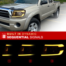 Load image into Gallery viewer, Toyota Tacoma 2005-2011 LED DRL Bar Factory Style Headlights Black Housing Clear Len Clear Reflector Sequential

