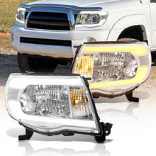 Load image into Gallery viewer, Toyota Tacoma 2005-2011 LED DRL Bar Factory Style Headlights Chrome Housing Clear Len Clear Reflector Sequential
