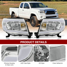 Load image into Gallery viewer, Toyota Tacoma 2005-2011 LED DRL Bar Factory Style Headlights Chrome Housing Clear Len Clear Reflector Sequential

