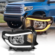 Load image into Gallery viewer, Toyota Tundra 2014-2021 LED DRL Bar Factory Style Headlights Black Housing Clear Len Clear Reflector (Halogen Models Only) Sequential
