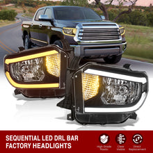Load image into Gallery viewer, Toyota Tundra 2014-2021 LED DRL Bar Factory Style Headlights Chrome Housing Clear Len Clear Reflector (Halogen Models Only) Sequential

