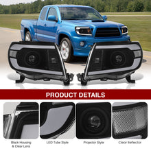 Load image into Gallery viewer, Toyota Tacoma 2005-2011 LED DRL Bar Projector Headlights Black Housing Clear Len Clear Reflector Sequential
