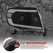 Load image into Gallery viewer, Toyota Tacoma 2005-2011 LED DRL Bar Projector Headlights Black Housing Clear Len Clear Reflector Sequential
