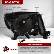 Load image into Gallery viewer, Toyota Tacoma 2005-2011 LED DRL Bar Projector Headlights Chrome Housing Clear Len Clear Reflector Sequential
