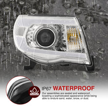 Load image into Gallery viewer, Toyota Tacoma 2005-2011 LED DRL Bar Projector Headlights Chrome Housing Clear Len Clear Reflector Sequential
