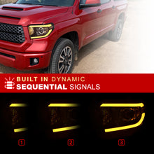 Load image into Gallery viewer, Toyota Tundra 2014-2021 LED DRL Bar Projector Headlights Black Housing Clear Len Clear Reflector (Halogen Models Only) Sequential Only fits model WITH LED DRL AND LEVEL ADJUSTER
