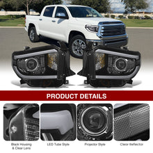 Load image into Gallery viewer, Toyota Tundra 2014-2021 LED DRL Bar Projector Headlights Black Housing Clear Len Clear Reflector (Halogen Models Only) Sequential Only fits model WITH LED DRL AND LEVEL ADJUSTER
