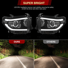 Load image into Gallery viewer, Toyota Tundra 2014-2021 LED DRL Bar Projector Headlights Black Housing Clear Len Clear Reflector (Halogen Models Only) Sequential Only fits model WITH LED DRL AND LEVEL ADJUSTER
