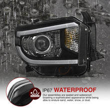 Load image into Gallery viewer, Toyota Tundra 2014-2021 LED DRL Bar Projector Headlights Black Housing Clear Len Clear Reflector (Halogen Models Only) Sequential Only fits model WITH LED DRL AND LEVEL ADJUSTER
