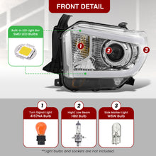 Load image into Gallery viewer, Toyota Tundra 2014-2021 LED DRL Bar Projector Headlights Chrome Housing Clear Len Clear Reflector (Halogen Models Only) Sequential Only fits model WITH LED DRL AND LEVEL ADJUSTER
