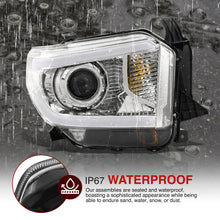 Load image into Gallery viewer, Toyota Tundra 2014-2021 LED DRL Bar Projector Headlights Chrome Housing Clear Len Clear Reflector (Halogen Models Only) Sequential Only fits model WITH LED DRL AND LEVEL ADJUSTER

