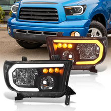 Load image into Gallery viewer, Toyota Tundra 2007-2013 / Sequoia 2008-2017 LED DRL Bar Factory Style Headlights Black Housing Clear Len Clear Reflector Sequential

