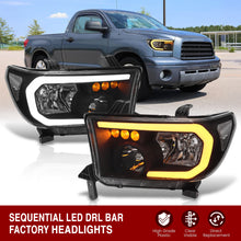 Load image into Gallery viewer, Toyota Tundra 2007-2013 / Sequoia 2008-2017 LED DRL Bar Factory Style Headlights Black Housing Clear Len Clear Reflector Sequential
