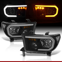 Load image into Gallery viewer, Toyota Tundra 2007-2013 / Sequoia 2008-2017 LED DRL Bar Factory Style Headlights Black Housing Clear Len Clear Reflector Sequential
