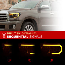 Load image into Gallery viewer, Toyota Tundra 2007-2013 / Sequoia 2008-2017 LED DRL Bar Factory Style Headlights Black Housing Clear Len Clear Reflector Sequential
