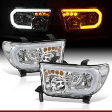 Load image into Gallery viewer, Toyota Tundra 2007-2013 / Sequoia 2008-2017 LED DRL Bar Factory Style Headlights Chrome Housing Clear Len Clear Reflector Sequential
