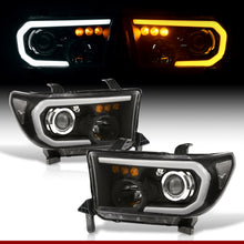 Load image into Gallery viewer, Toyota Tundra 2007-2013 / Sequoia 2008-2017 LED DRL Bar Projector Headlights Black Housing Clear Len Clear Reflector Sequential

