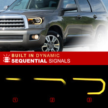 Load image into Gallery viewer, Toyota Tundra 2007-2013 / Sequoia 2008-2017 LED DRL Bar Projector Headlights Black Housing Clear Len Clear Reflector Sequential
