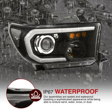 Load image into Gallery viewer, Toyota Tundra 2007-2013 / Sequoia 2008-2017 LED DRL Bar Projector Headlights Black Housing Clear Len Clear Reflector Sequential
