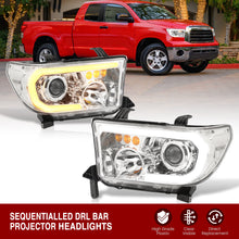 Load image into Gallery viewer, Toyota Tundra 2007-2013 / Sequoia 2008-2017 LED DRL Bar Projector Headlights Chrome Housing Clear Len Clear Reflector Sequential
