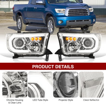Load image into Gallery viewer, Toyota Tundra 2007-2013 / Sequoia 2008-2017 LED DRL Bar Projector Headlights Chrome Housing Clear Len Clear Reflector Sequential
