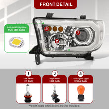 Load image into Gallery viewer, Toyota Tundra 2007-2013 / Sequoia 2008-2017 LED DRL Bar Projector Headlights Chrome Housing Clear Len Clear Reflector Sequential
