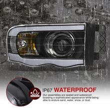 Load image into Gallery viewer, Dodge Ram 1500 2002-2005 / Ram 2500 3500 2003-2005 LED DRL Bar Projector Headlights Black Housing Clear Len Clear Reflector Sequential
