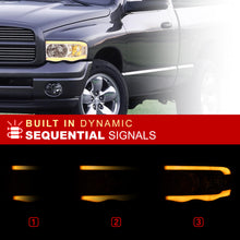 Load image into Gallery viewer, Dodge Ram 1500 2002-2005 / Ram 2500 3500 2003-2005 LED DRL Bar Factory Style Headlights Chrome Housing Clear Len Clear Reflector Sequential
