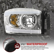 Load image into Gallery viewer, Dodge Ram 1500 2006-2008 / Ram 2500 3500 2006-2009 LED DRL Bar Projector Headlights Chrome Housing Clear Len Clear Reflector Sequential

