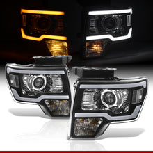 Load image into Gallery viewer, Ford F150 2009-2014 LED DRL Bar Projector Headlights Black Housing Clear Len Clear Reflector (Halogen Models Only) Sequential
