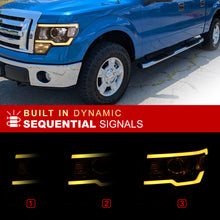 Load image into Gallery viewer, Ford F150 2009-2014 LED DRL Bar Projector Headlights Black Housing Clear Len Clear Reflector (Halogen Models Only) Sequential

