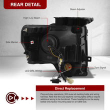 Load image into Gallery viewer, Ford F150 2009-2014 LED DRL Bar Projector Headlights Black Housing Clear Len Clear Reflector (Halogen Models Only) Sequential
