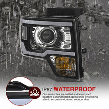Load image into Gallery viewer, Ford F150 2009-2014 LED DRL Bar Projector Headlights Black Housing Clear Len Clear Reflector (Halogen Models Only) Sequential
