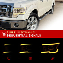 Load image into Gallery viewer, Ford F150 2009-2014 LED DRL Bar Projector Headlights Chrome Housing Clear Len Clear Reflector (Halogen Models Only) Sequential
