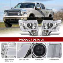 Load image into Gallery viewer, Ford F150 2009-2014 LED DRL Bar Projector Headlights Chrome Housing Clear Len Clear Reflector (Halogen Models Only) Sequential
