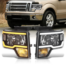 Load image into Gallery viewer, Ford F150 2009-2014 LED DRL Bar Factory Style Headlights Black Housing Clear Len Clear Reflector (Halogen Models Only) Sequential
