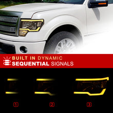 Load image into Gallery viewer, Ford F150 2009-2014 LED DRL Bar Factory Style Headlights Black Housing Clear Len Clear Reflector (Halogen Models Only) Sequential
