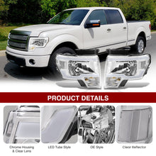 Load image into Gallery viewer, Ford F150 2009-2014 LED DRL Bar Factory Style Headlights Chrome Housing Clear Len Clear Reflector (Halogen Models Only) Sequential
