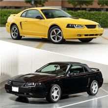 Load image into Gallery viewer, Ford Mustang 1999-2004 LED DRL Bar Factory Style Headlights Black Housing Clear Len Clear Reflector Sequential
