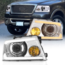 Load image into Gallery viewer, Ford F150 2004-2008 LED DRL Bar Projector Headlights Chrome Housing Clear Len Clear Reflector Sequential
