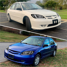 Load image into Gallery viewer, Honda Civic 2004-2005 Factory Style Headlights Black Housing Clear Len Clear Reflector Sequential DRL LED
