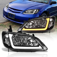 Load image into Gallery viewer, Honda Civic 2004-2005 Factory Style Headlights Chrome Housing Clear Len Clear Reflector Sequential DRL LED

